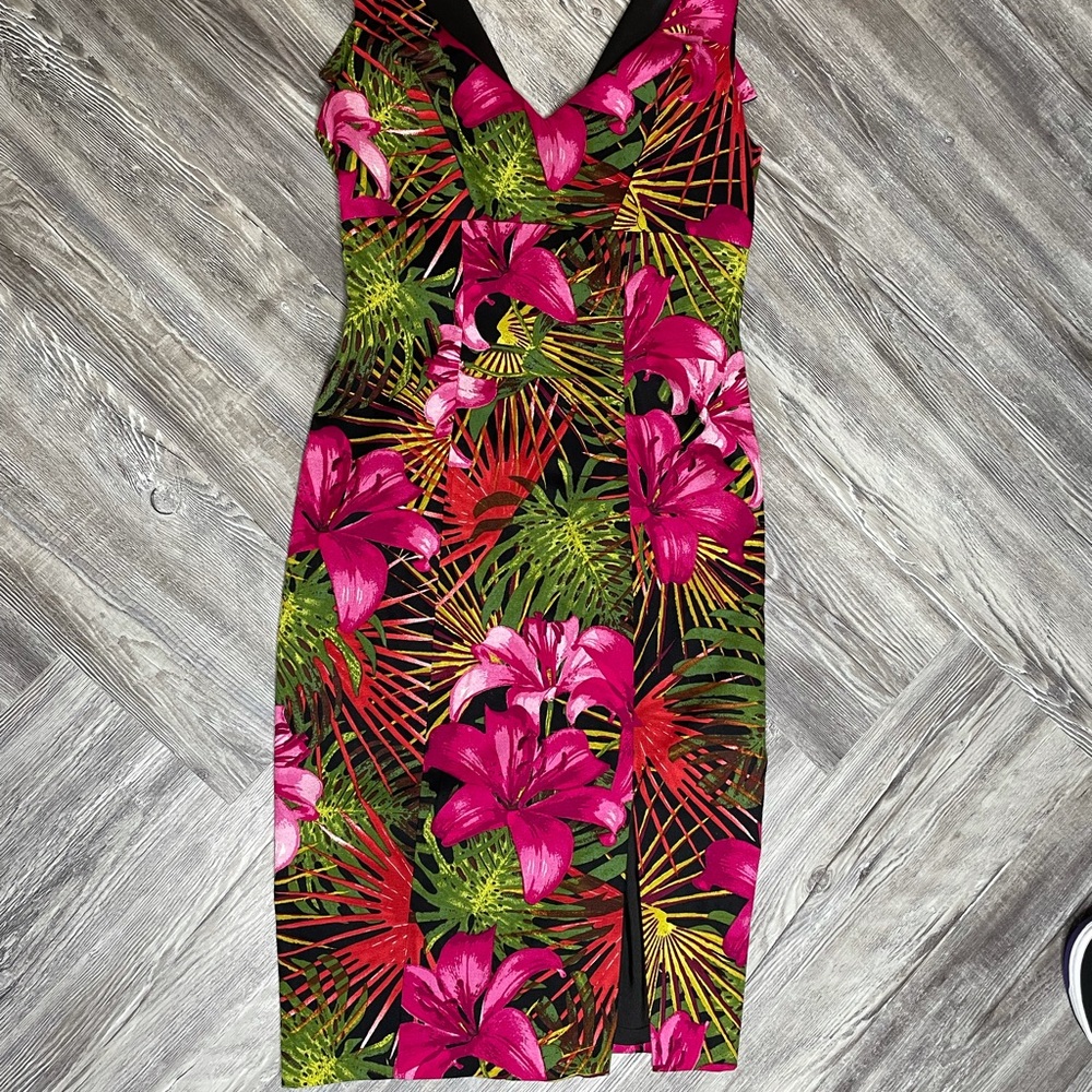 Saks fifth ave Hawaiian hibiscus print cocktail dress